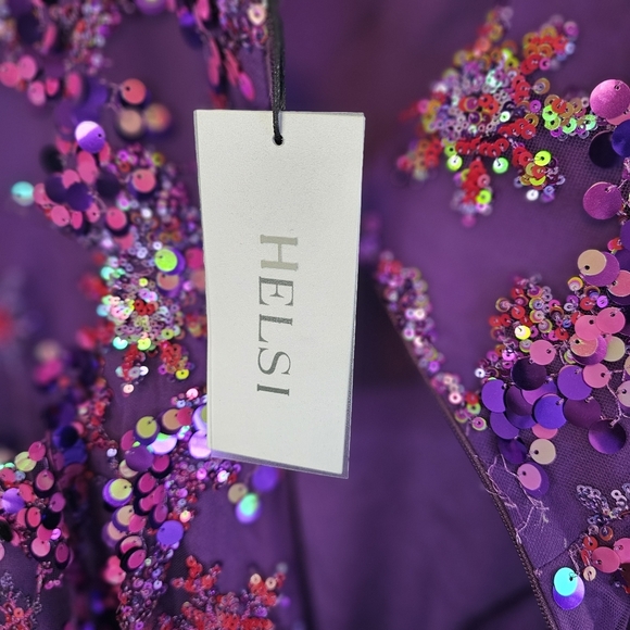 NWT Helsi Anita Strapless Sequin Fit & Flare Violet Dress XL 12-14 - Picture 11 of 13